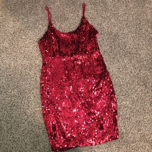 Red Sequin Dress.